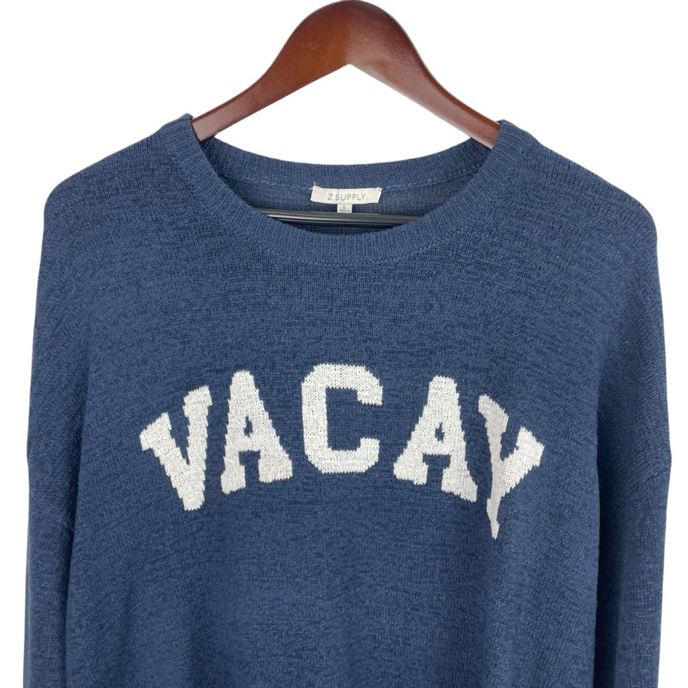 Z Supply | Navy Blue White Vacay Graphic Relaxed Sweater - Picture 2 of 8